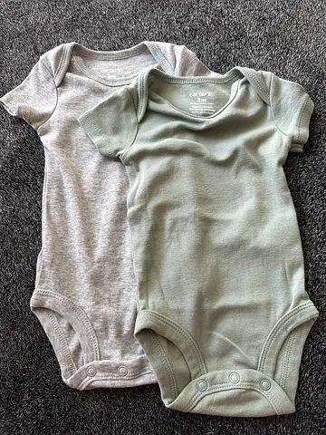 Set of 2 Baby Short-Sleeve Bodysuits (0-3 months) - Neutral Grey