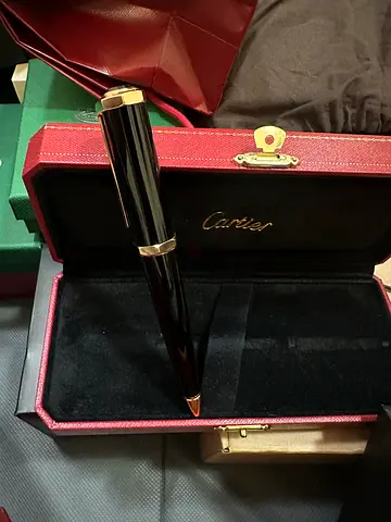 Cartier Black Lacquer Fountain Pen with Original Case