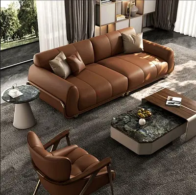 Customised Modern Brown Leather Sofa