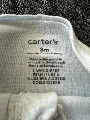 Carters 3M 2-way zipper baby bodysuit (grey stripes) - gently used
