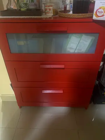 Shelves and cabinet