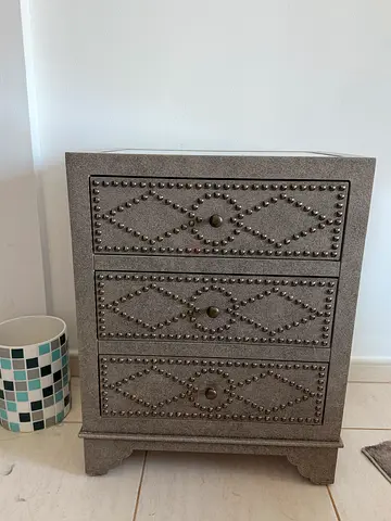 The One 2 Wooden Bedside Table / Nightstand  chest of drawers with Studded Detail