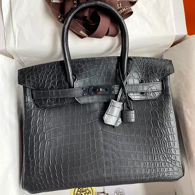 Hermes Birkin 30 In Black Crocodile Niloticus Matte Skin