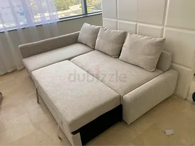 ikea Light Beige L-Shaped Sofa Bed - Good Condition