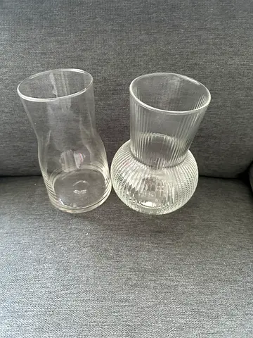 Two clear glass vases - good condition