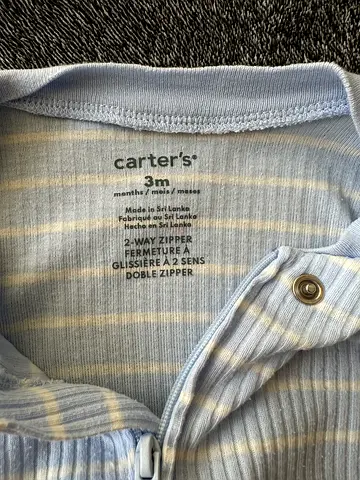 Carters 3M Blue Striped Baby Double Zipper Sleeper