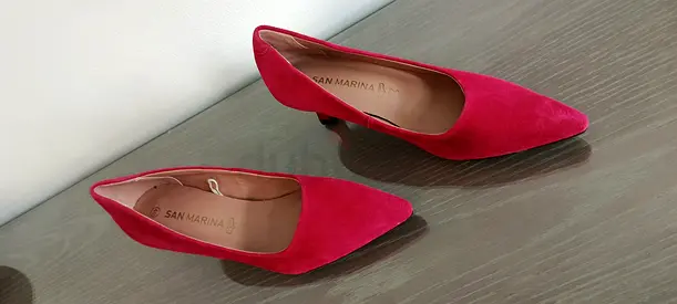 Red Suede Pointed Low-Heel Pumps (San Marina) - never used