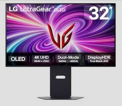LG UltraGear 32GS95UV-B is a premium 32-inch 4K OLED gaming monitor known for its Dual-Mode fe