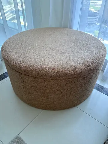 Danube Beige Round Ottoman Pouf - excellent Condition