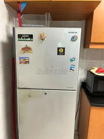 Hitachi Silver Double-Door Refrigerator - Used, Good Working Condition