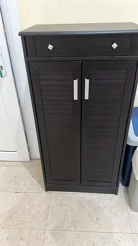 Dark Wood Finished Storage Cabinet with Two Drawers