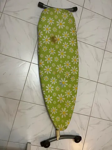 Sturdy Ironing Board with Green Floral Pattern Cover (changeable) with iron stand big size
