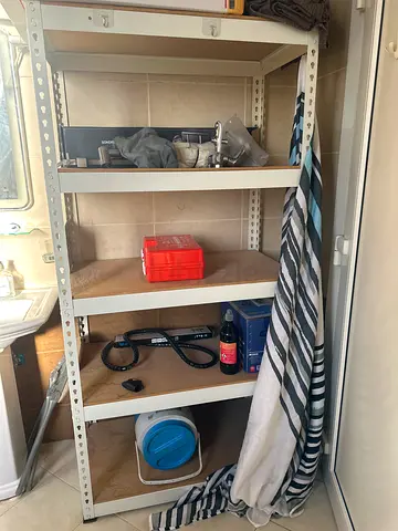 Sturdy White Metal Storage Rack with Four Shelves