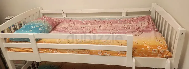 White Wooden Bunk Bed - 2-Level (Without Mattresses) @550 AED