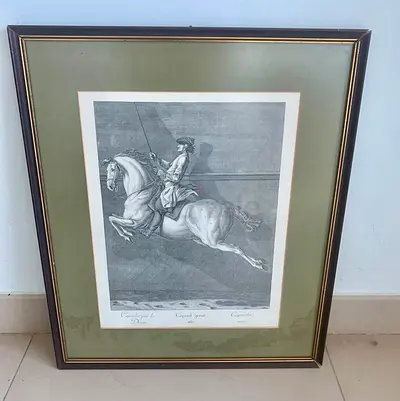 Framed  Equestrian Engraving Print