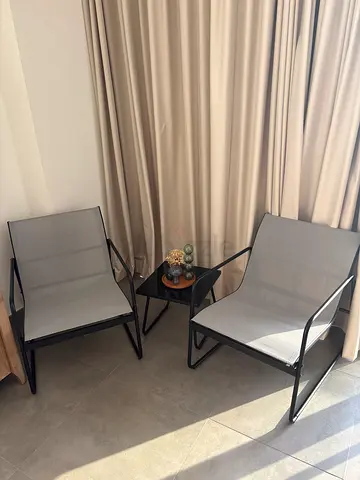 Set of 2 Outdoor/Patio Sling Chairs with Small Side Table