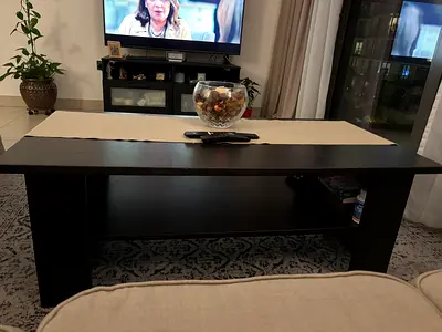 Ikea Dark Wood Coffee Table with Lower Shelf - Good Condition - Size: 120 x 60 x 45 cm height