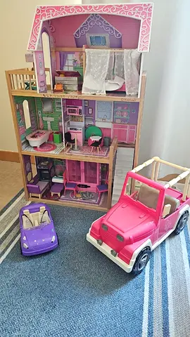 Large Wooden Dollhouse with Furniture