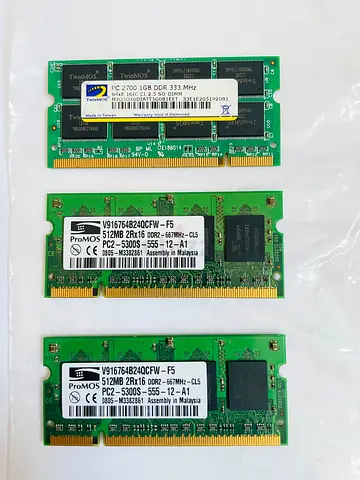 2 GB DDR2 Laptop RAM Kit (512 MB x 2) + ( 1 GB )