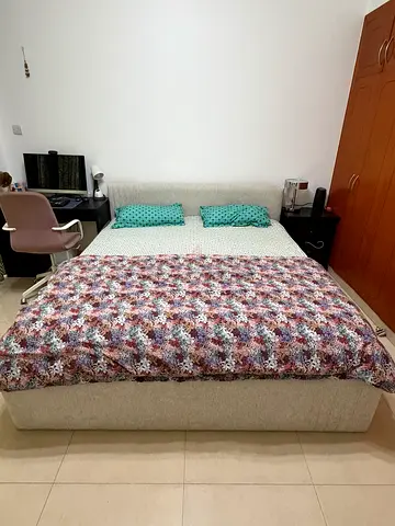 King size upholstered with hydraulic storage bed frame with mattress - only 3 months old

In absolut