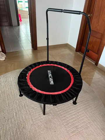 Mini fitness trampoline with adjustable handle — good condition