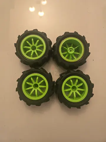 Set of 4 Green Plastic RC Car Wheels/Tires (Used)
