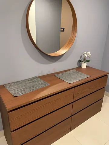Wooden Low Dresser / Console Table with Mirror