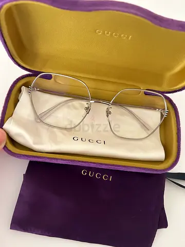 Gucci rimless silver eyeglass frames with case and pouch