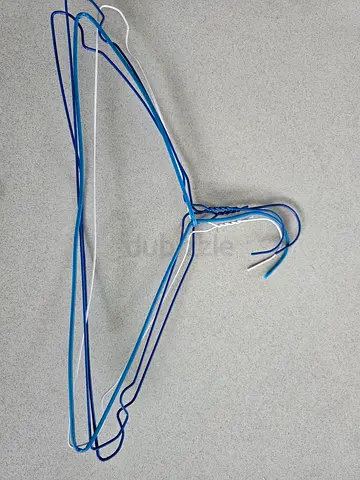 Set of more than 20 Metal Wire Clothes Hangers - Blue/White