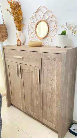 Modern Wooden Storage Cabinet with Drawers and Shelves