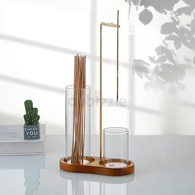 3266 - ORCHID M® Incense Holder Ash Catcher for Sticks, Wooden Incense Stick Holder with Removable G