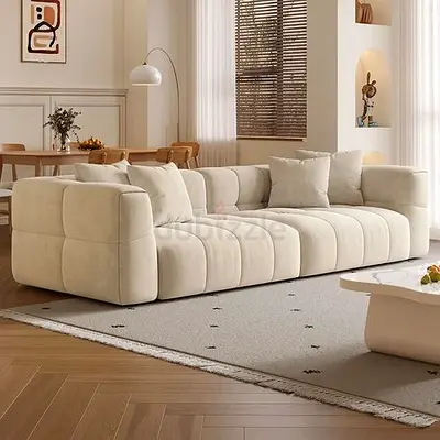 Cream Modular 3-Seater Sofa — Modern Low-Profile Lounge