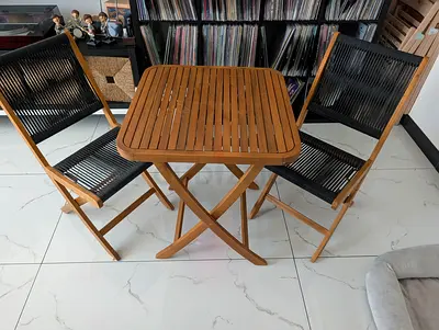 3-Piece Wooden Outdoor Bistro Set from ACE Hardware (Good Condition)