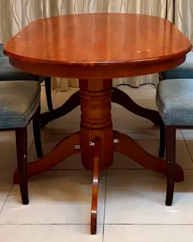 Solid Wood Dining Table with Pedestal Base