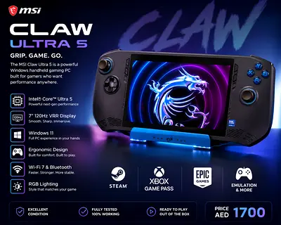 MSI Claw handheld gaming PC (used) with original box