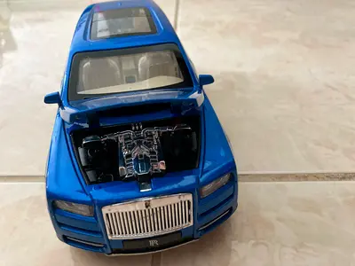 Blue Diecast Rolls-Royce Toy Car with Opening Hood