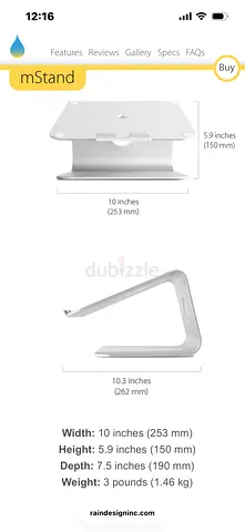 Rain Design mStand Aluminum Laptop Stand - Silver (Good Condition) for laptop uplift