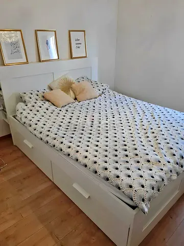 IKEA Brimness Queen size bed frame with mattress perfect condition