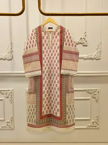 AGHA NOOR Womens Printed Long Kurta Dress