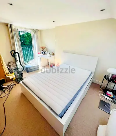 Ikea malm queen size bed with matttess and storage drawers