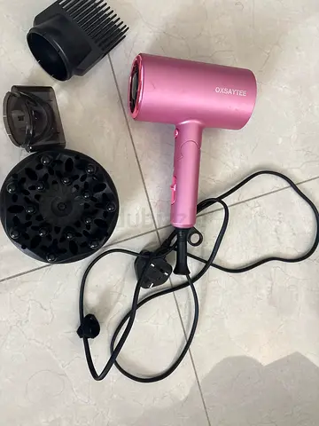 Compact Pink Oxsaytee Hair Dryer with Diffuser  Attachments
