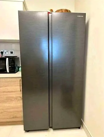 Samsung Side-by-Side Refrigerator - Good Condition, Grey Stainless Finish