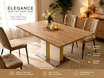 Modern Wooden Dining Table with Central Pedestal Base