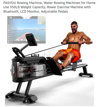 Water Rower Machine with Adjustable Resistance, LCD Monitor and Bluetooth (Home Use)