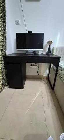 Ikea Dark Wooden Study Desk with Drawer and Cabinet