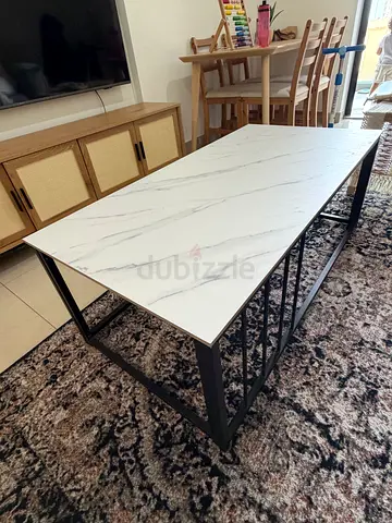 Modern White Marble-Effect Dining Table / Coffee Table (Excellent Condition) like new