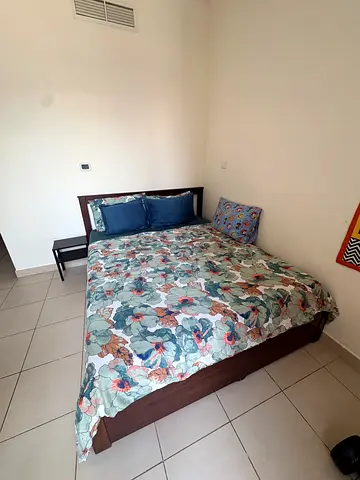 Queen wooden bed frame with mattress