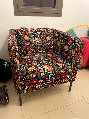Compact patterned single-seater armchair - good condition