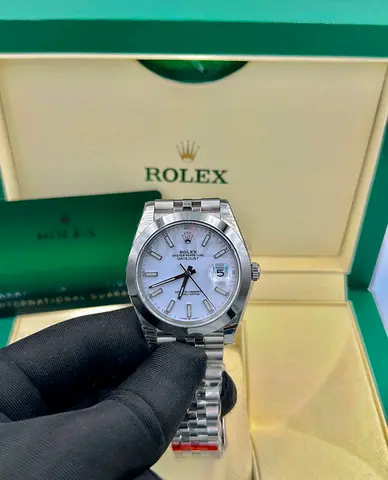 Rolex Oyster Perpetual Datejust Stainless Steel Mens Watch with White Dial