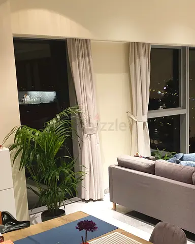 Beige Curtain Set, for Windows size 1.8-4m Wide, 2.5m Length, Perfect Double-Layer Fabric